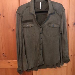 Free People Army Green Shirt
